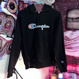 Woman’s Large Reverse Weave Black with fuzzy lettering. Excellent condition!